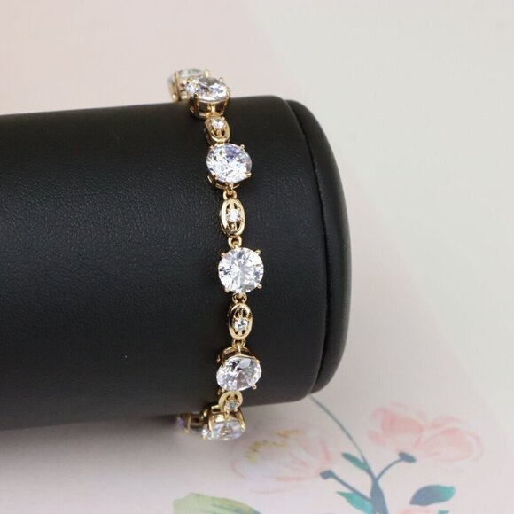 "Elegant Round Zircon Rose Gold Bracelet with Sparkling Finish, XPBL0921 - Picture 10 of 12